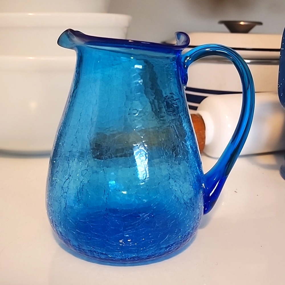 Crackle glass pitcher
